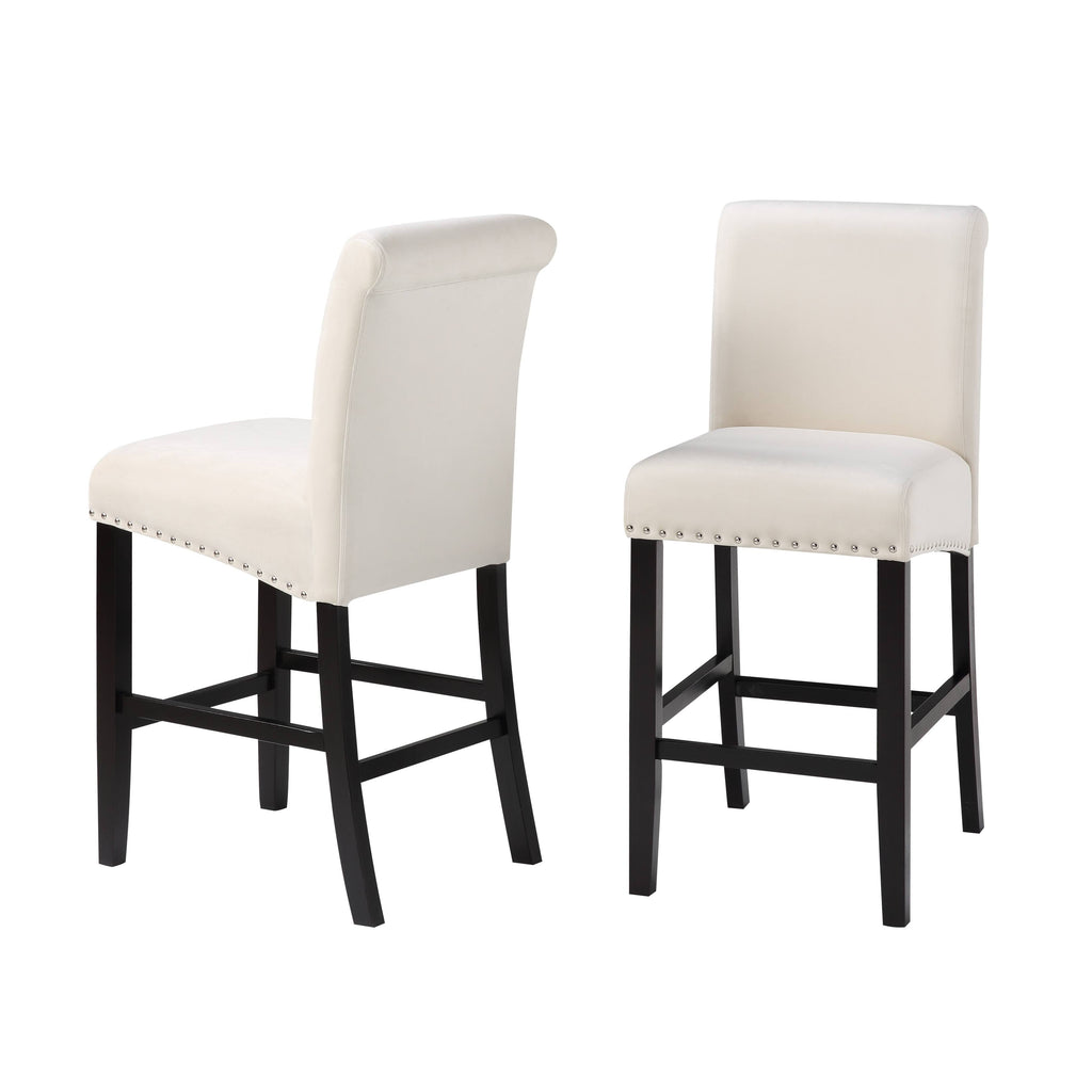 White Velvet Counter Chair Set of 2 A25203