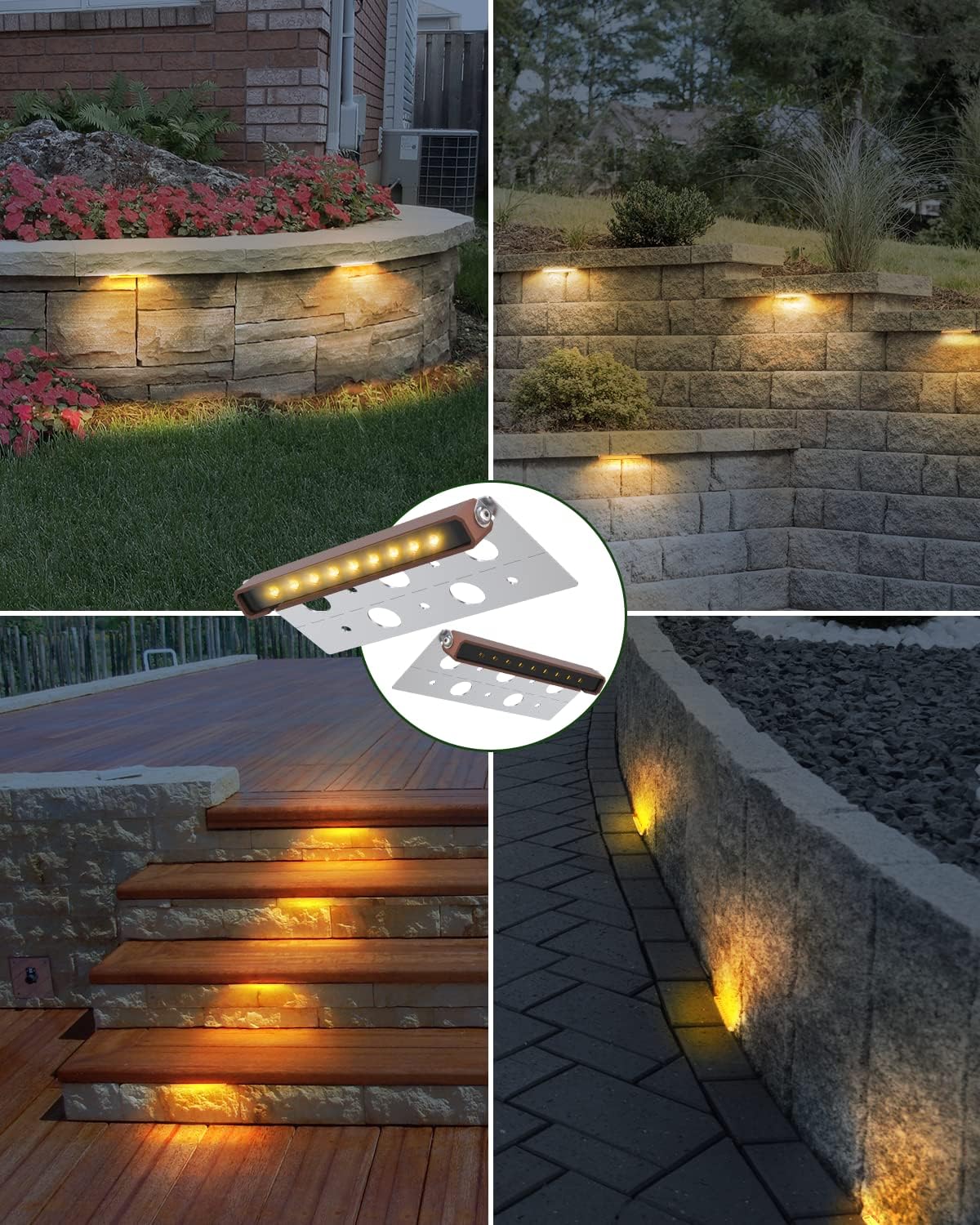 8-Pack 7 Inch LED Hardscape Lighting, IP68 Waterproof, Low Voltage 12-36V AC/DC Landscape Lighting Outdoor Step Lights, 2700K Warm White I218170