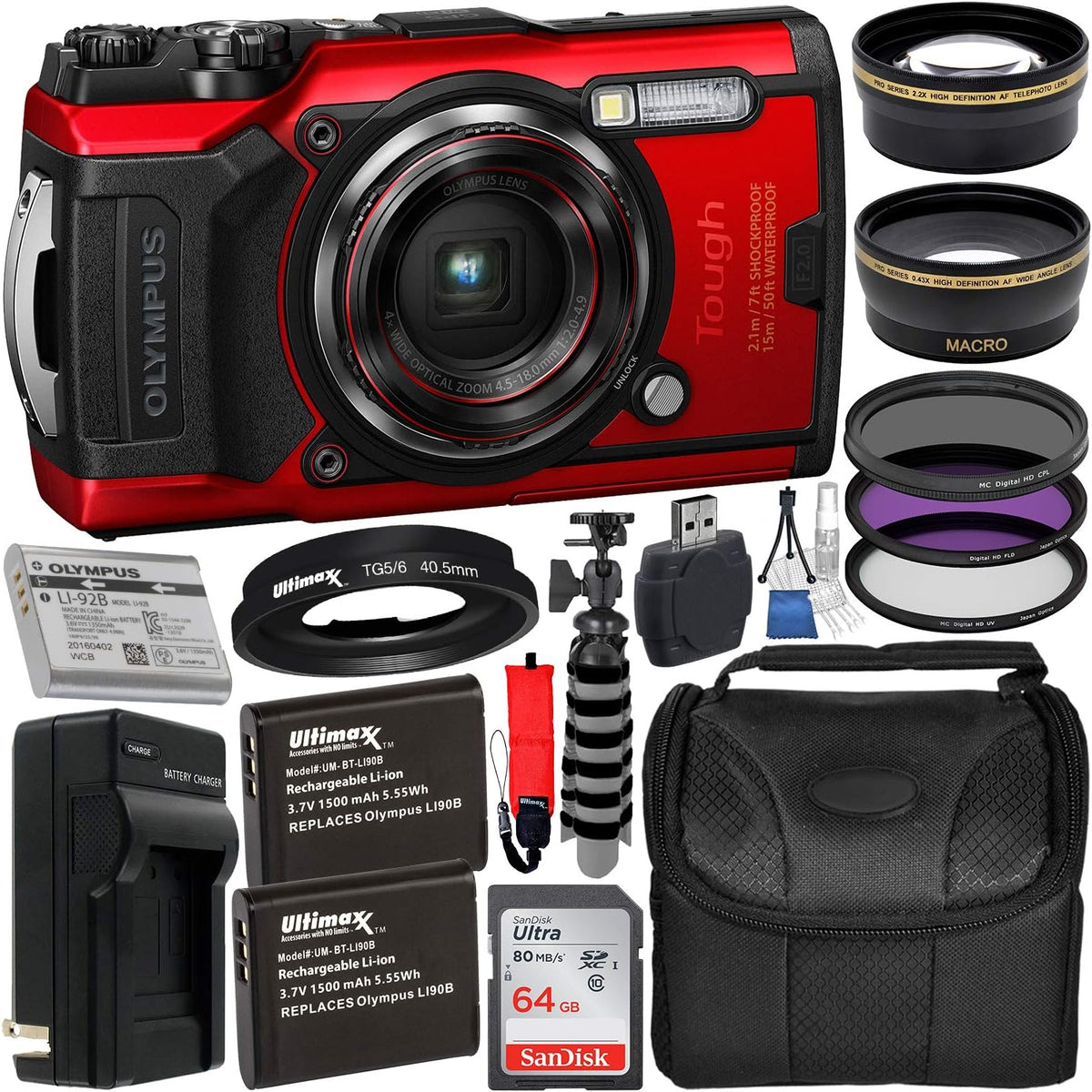 Tough Digital Camera with 64GB SDXC Memory Card Z5459