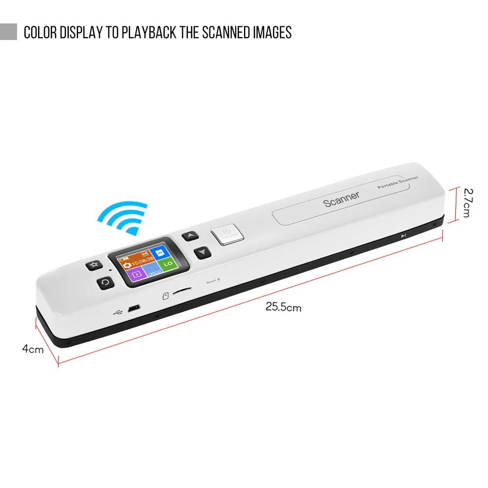 Portable Wand Document Scanner A4 Size 1050DPI LCD Display U47261