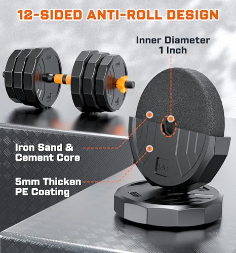 5-in-1 Adjustable Dumbbell Set, 33/44/66/88lbs Free Weights Set with Connector Q9961