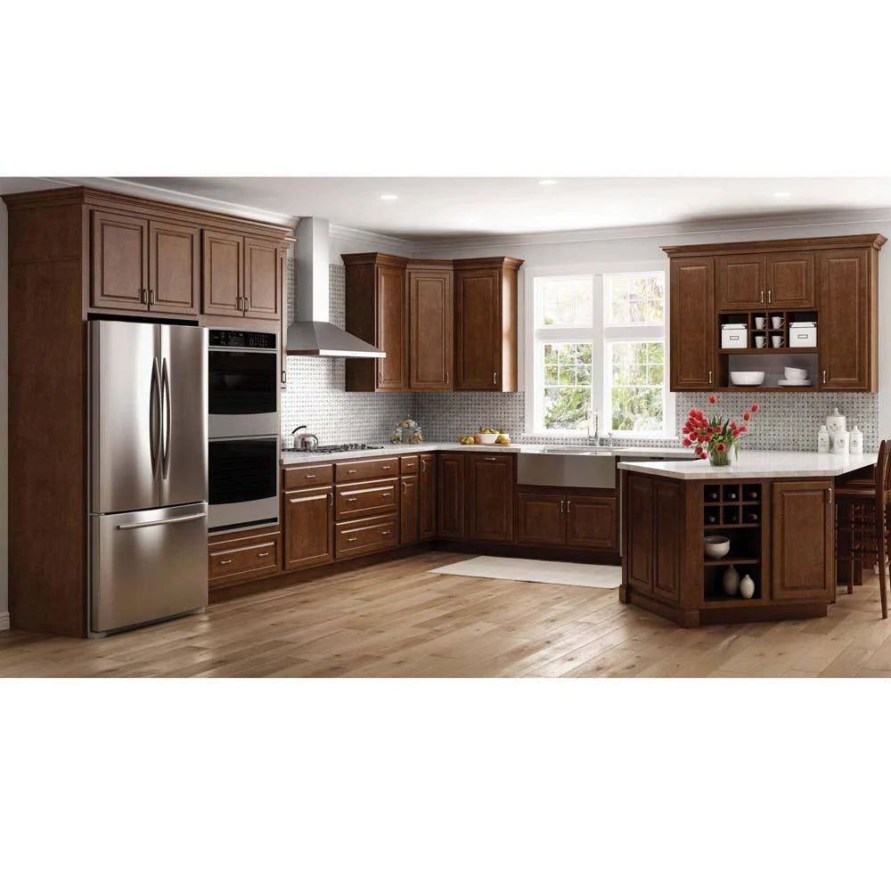 36x23.5x12 in. Cognac Medium Brown Wall Bridge Kitchen Cabinet Q8231