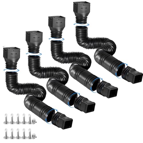 4 pack Flexible Rain Gutter Downspout Extensions Black C3545