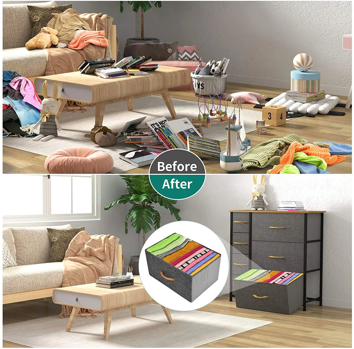 Cool Gray 7 Drawer Fabric Dresser U228