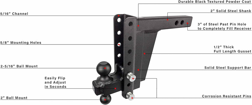 2.0" Adjustable Extreme Duty Trailer Hitch with Dual Ball G433977