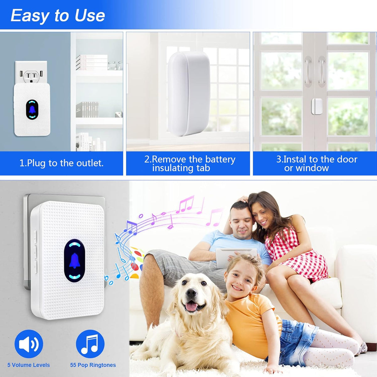 Wireless Magnetic Door Window Chime Pack of 2 E567742