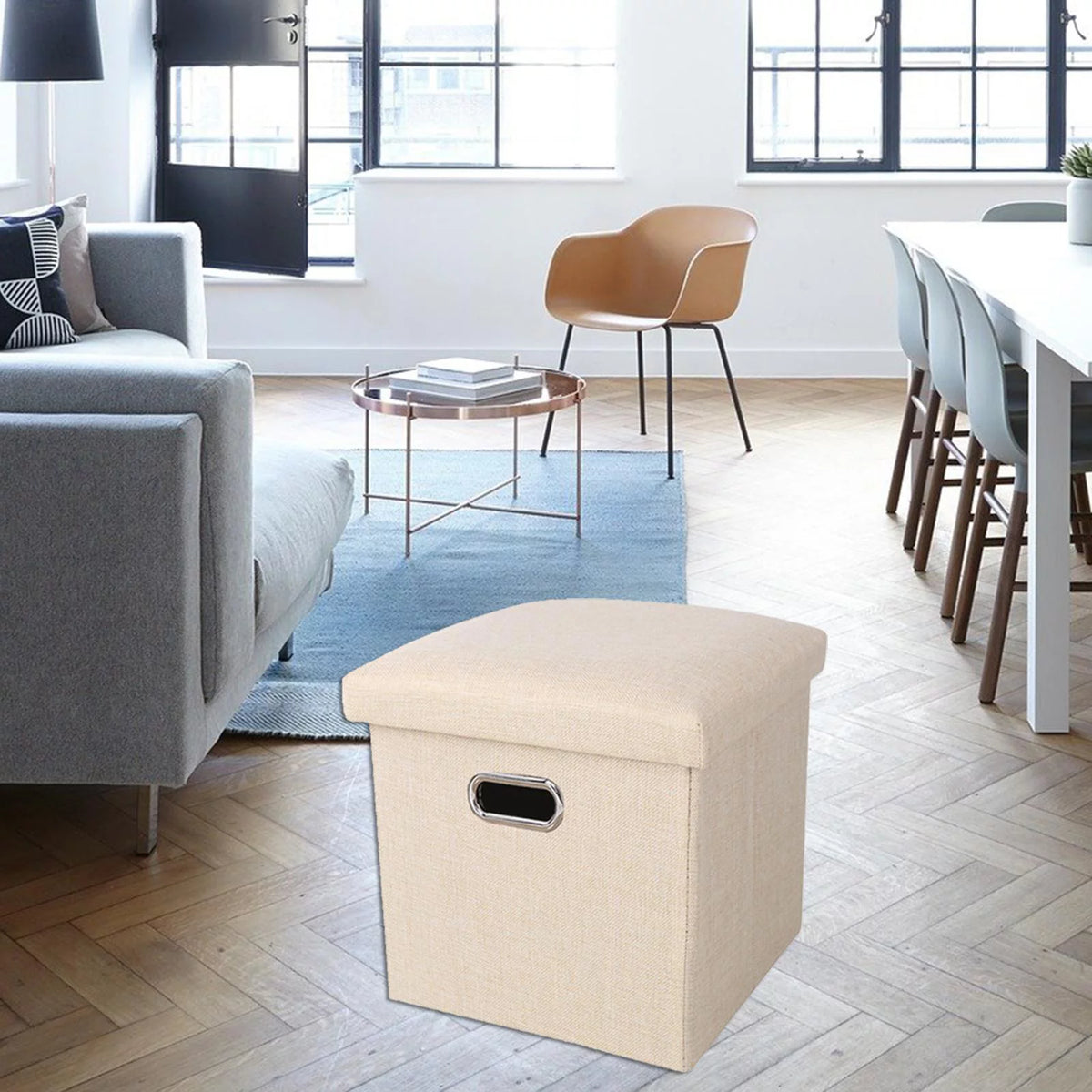 Beige Storage Ottoman Bench Y93585