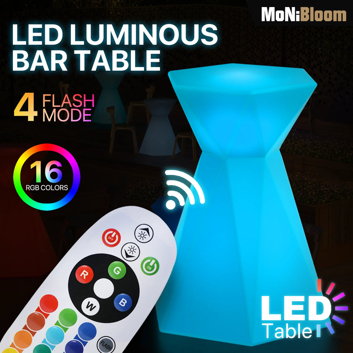 Hexagonal LED Light Up Bar Table with Remote Control P774054