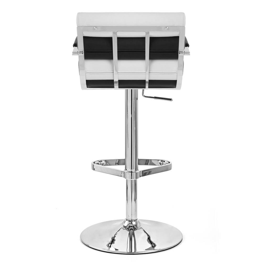 Black and White Adjustable Height Swivel Bar Stool with Chrome Base O87780