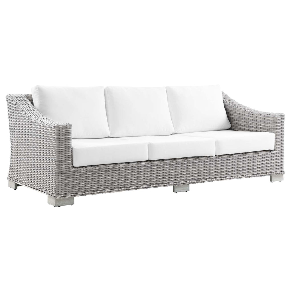 Light Gray Wicker Rattan Outdoor Sofa K172121