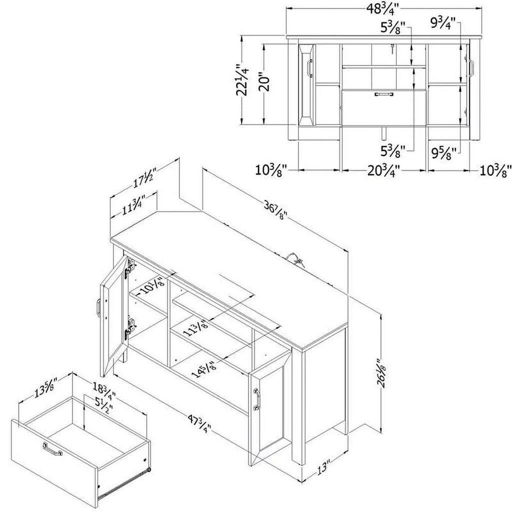 Gray Wood TV Stand M9116