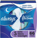 Unscented Size 5 Feminine Pads with Wings 66 Count X5544