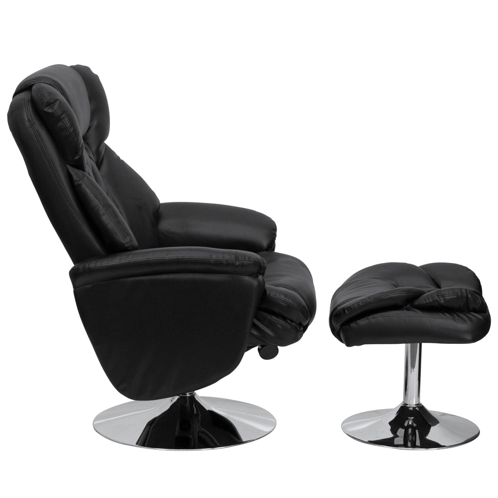 Black Leather Recliner and Ottoman Set B268