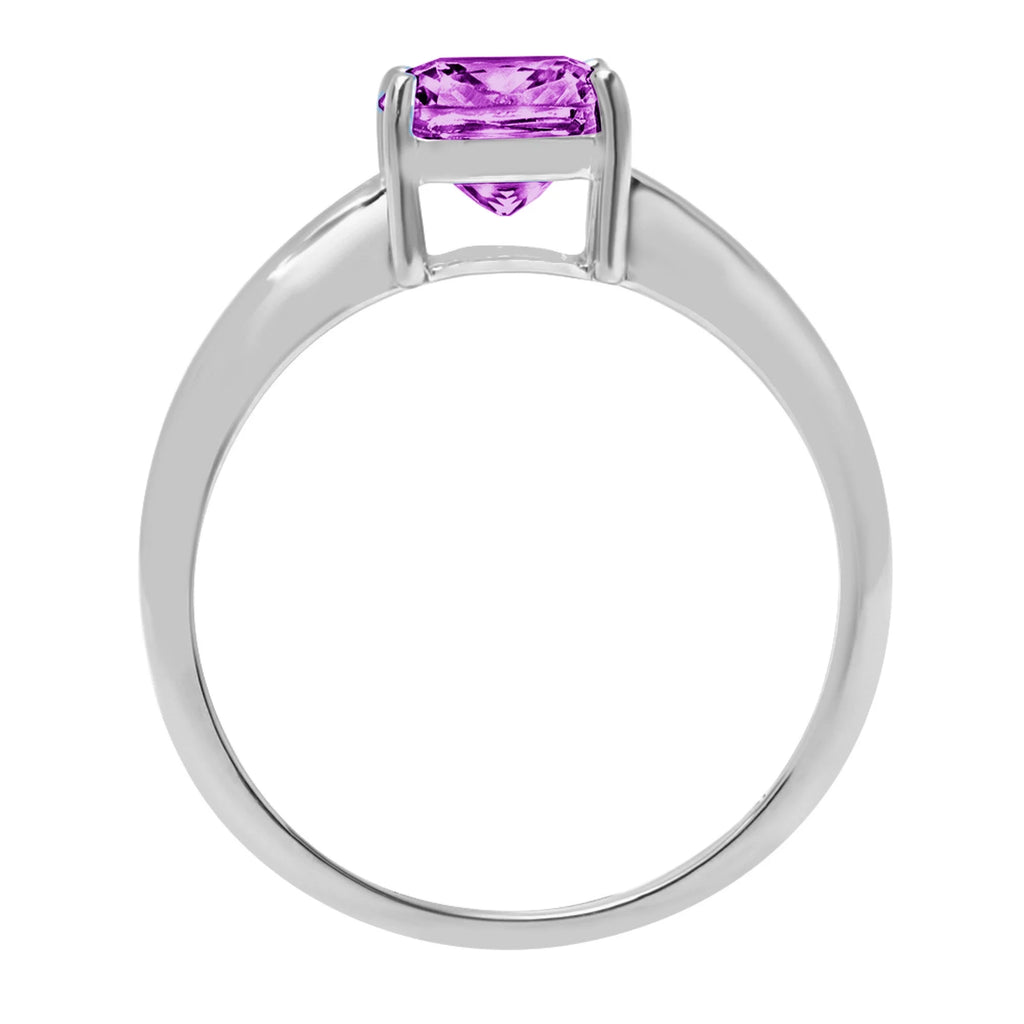 1.0ct cushion cut simulated alexandrite 18k white gold ring size 3.75 P9424