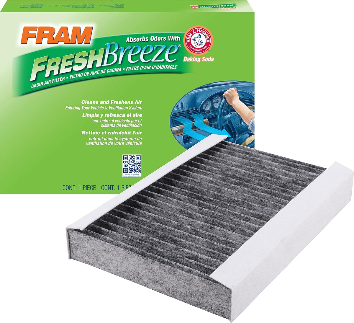 Fresh Breeze Cabin Air Filter with Arm & Hammer Baking Soda, Pack of 2 R8801