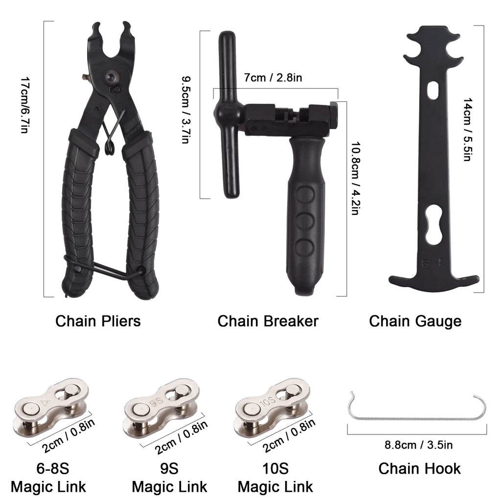 Bike Tool Set with Chain Breaker and Wear Indicator Tool V78109