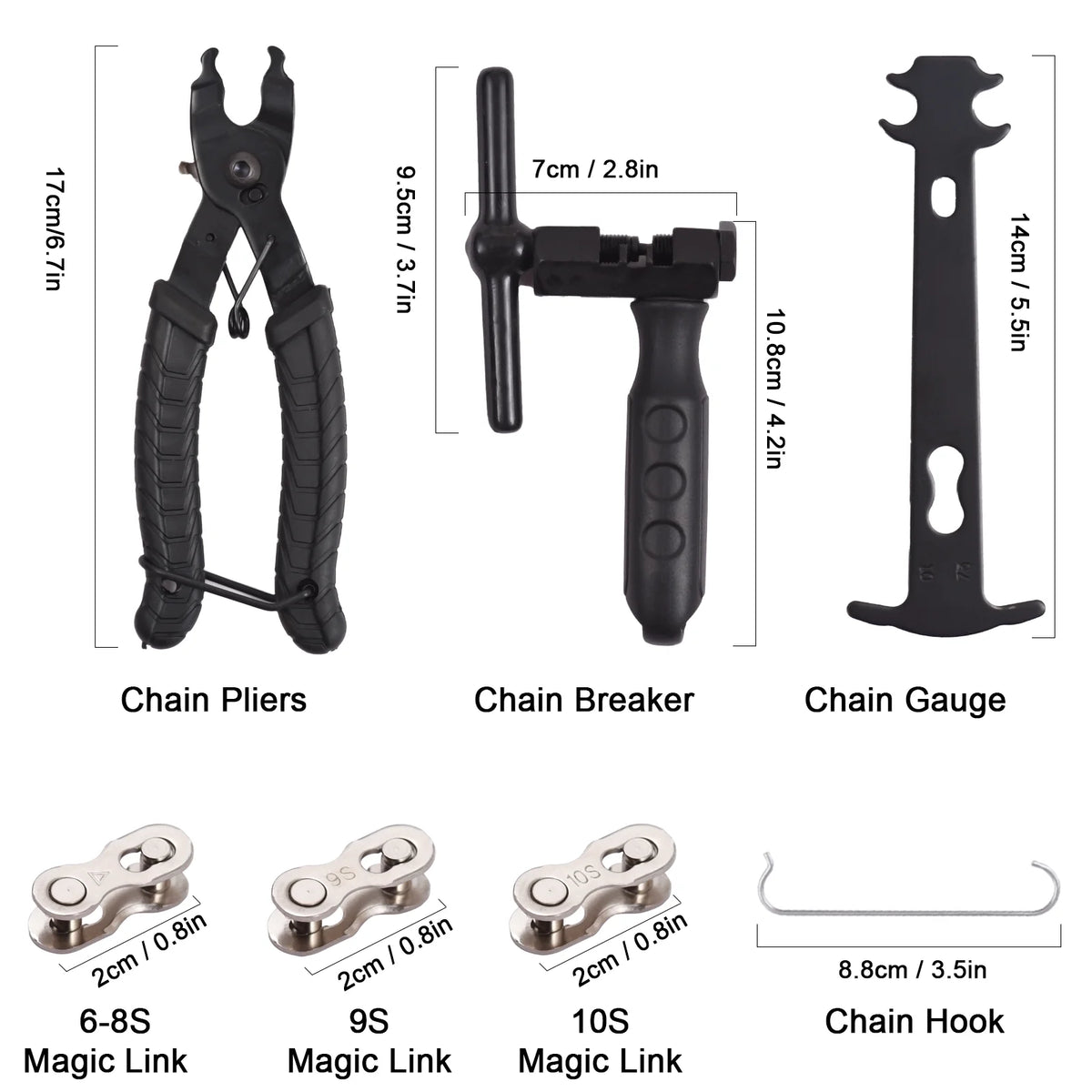 Bike Tool Set with Chain Breaker and Wear Indicator Tool V78109