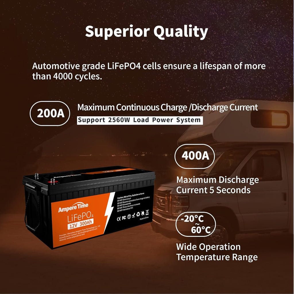 12V 300Ah Lithium LiFePO4 Battery with 200A BMS T46158