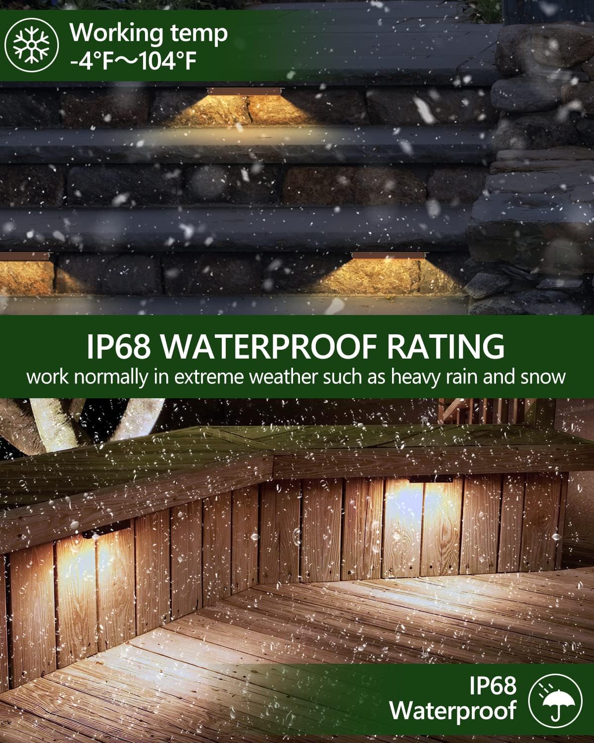 8-Pack 7 Inch LED Hardscape Lighting, IP68 Waterproof, Low Voltage 12-36V AC/DC Landscape Lighting Outdoor Step Lights, 2700K Warm White I218170