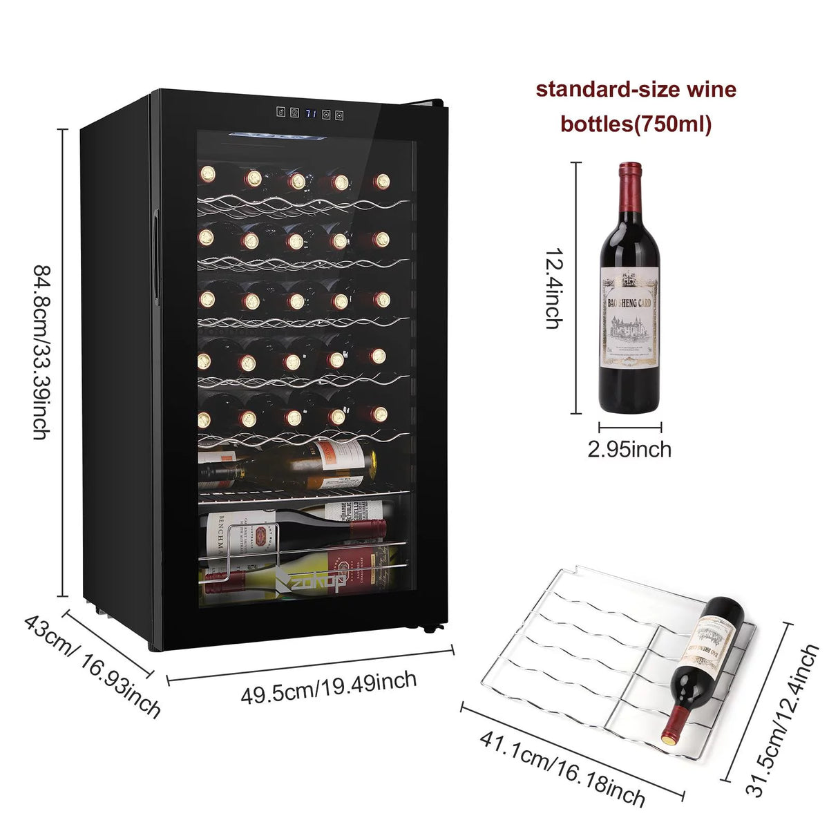 34 Bottle Compressor Wine Fridge, Black P754