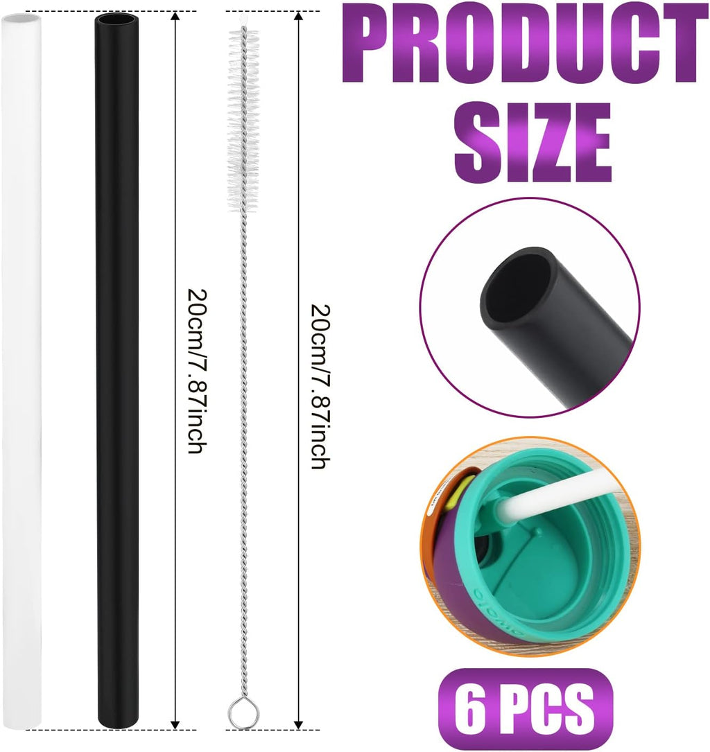 6pcs Reusable Plastic Straws with Cleaning Brush for 24 oz Water Bottle X771