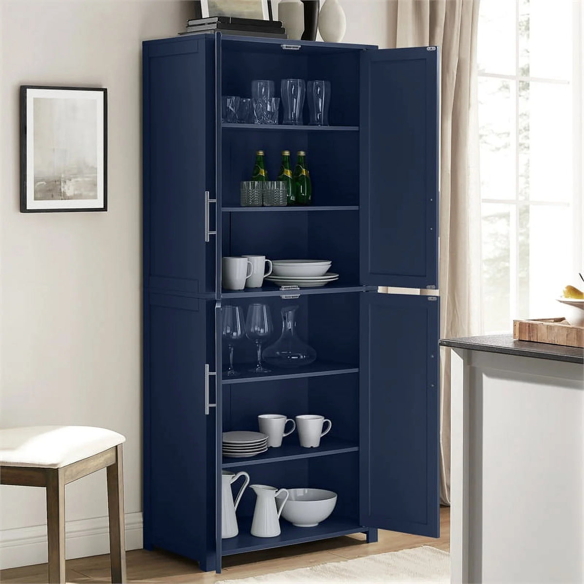 Navy Wood Kitchen Storage Pantry E792079