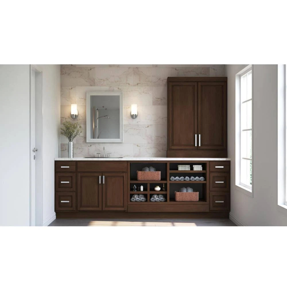 36x23.5x12 in. Cognac Medium Brown Wall Bridge Kitchen Cabinet Q8231