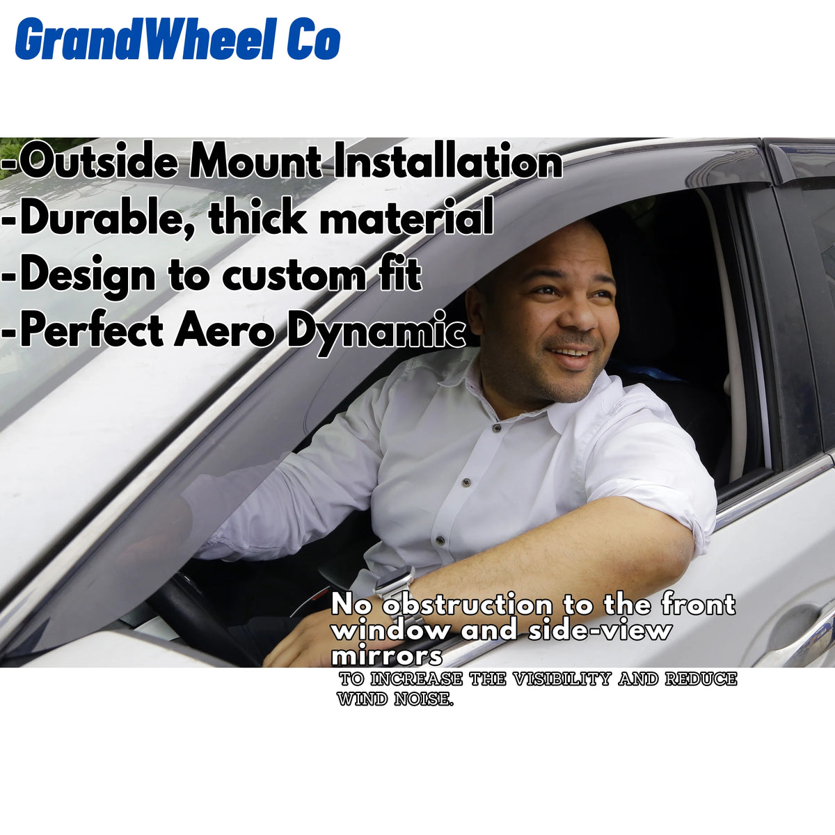 Smoke Tinted Tape-On Side Window Vent Visor Deflectors Rain Guards 4pcs I69497