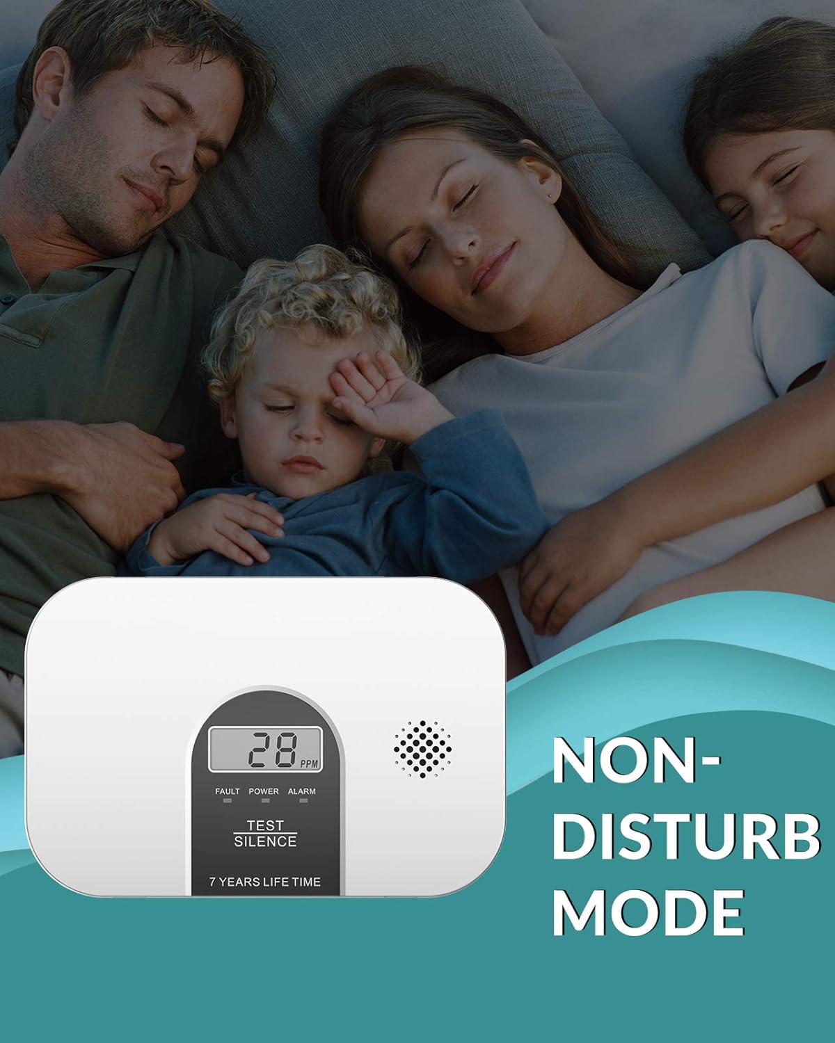 Carbon Monoxide Alarm Detector with LCD Digital Display, 4 Packs X4190