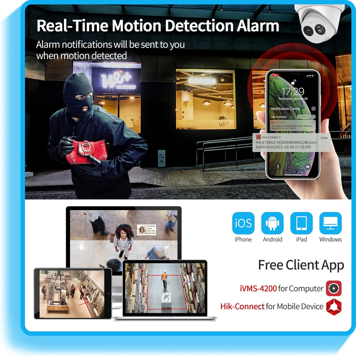 4K PoE Turret IP Camera with 2.8mm Lens, Night Vision, IP67 Waterproof L22477