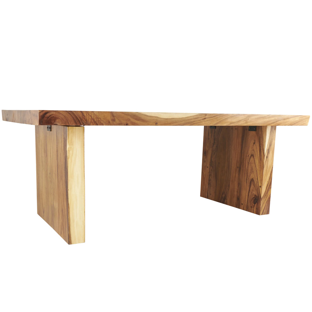Brown Wood Dining Table with Block Style Base G79111