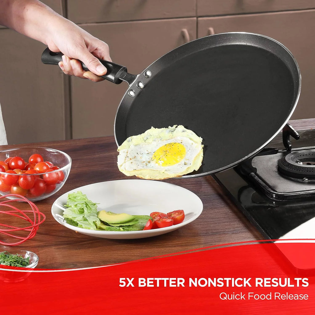 Non-Stick Flat Dosa Tawa/Griddle, 10", Black/Blue W41982