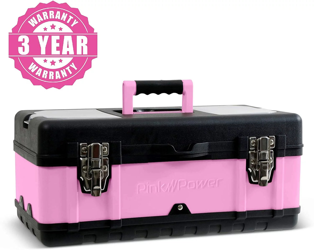 Pink 18” Metal Portable Locking Tool Box K666996