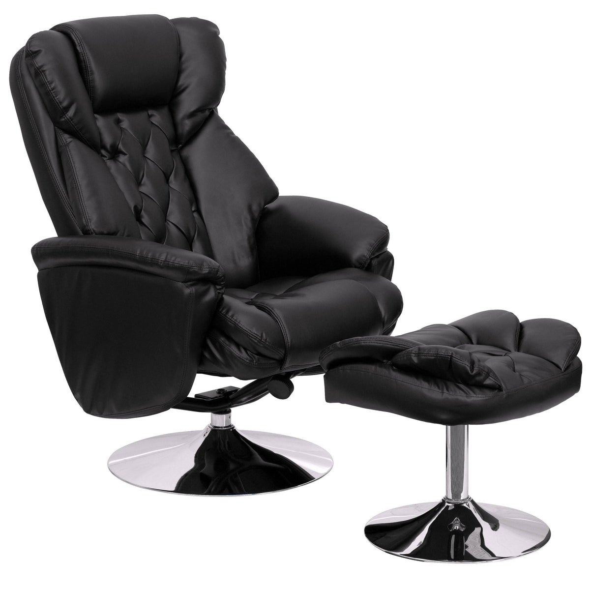 Black Leather Recliner and Ottoman Set B268
