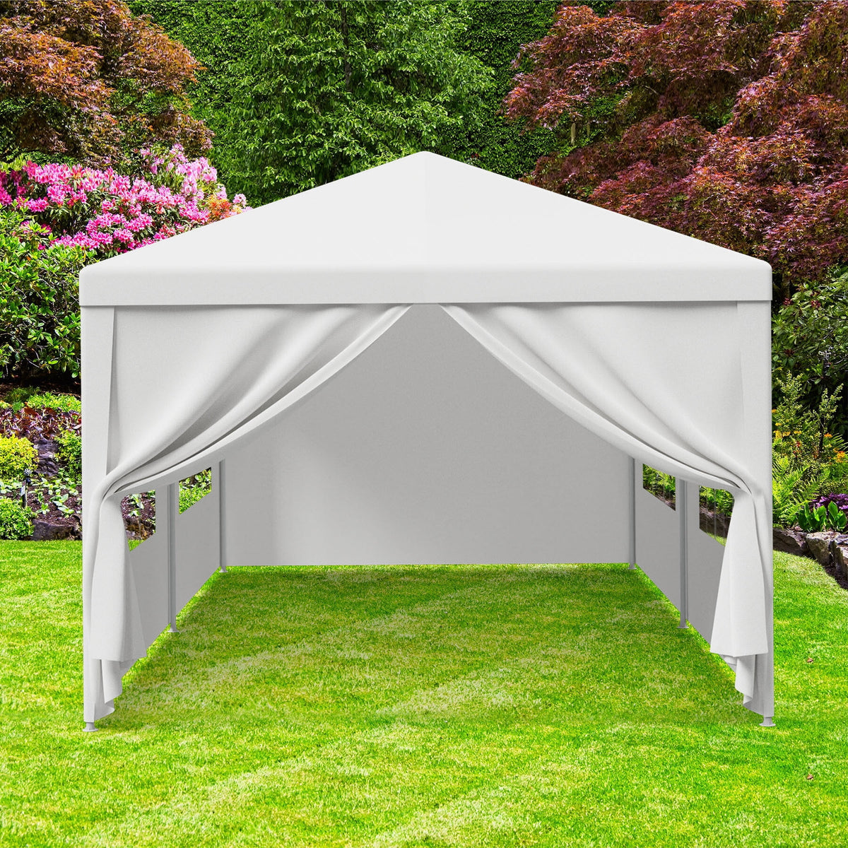 White 10x20FT Outdoor Gazebo Canopy Tent with 6 Removable Walls U73567