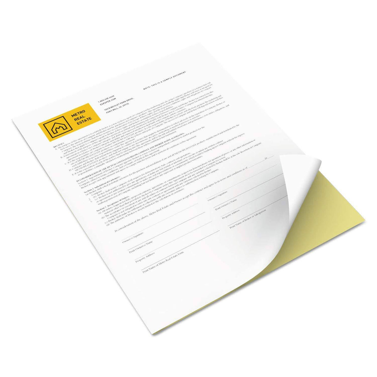Multipurpose Carbonless Paper Two-Part 8 1/2 x 11 Canary/White C64648