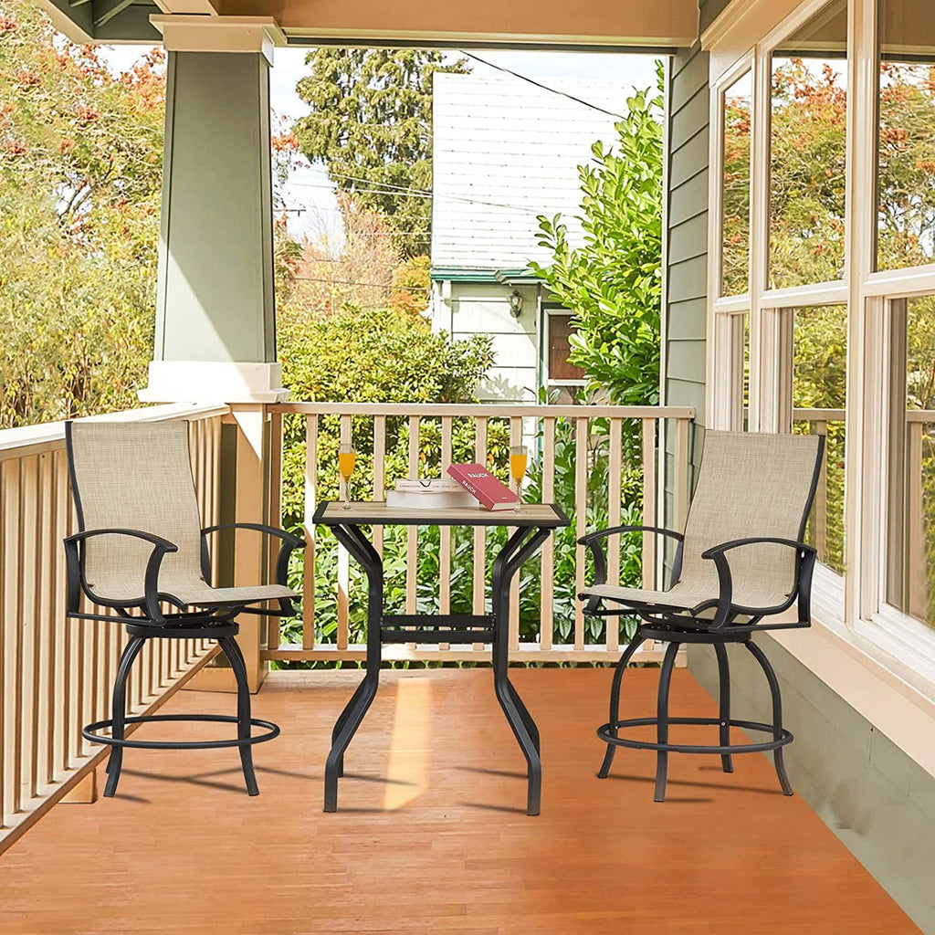 3 Piece Swivel Bar Stools and Table Patio Bistro Set V60991