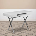 White Computer Desk with Keyboard Tray and Drawers Q94891