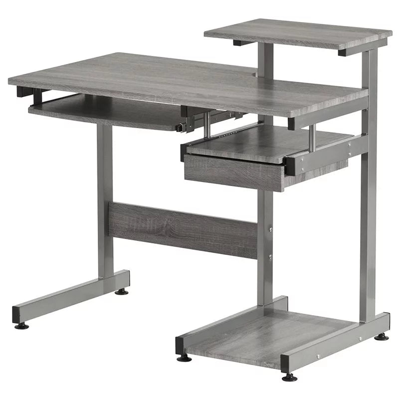 Contemporary Gray Engineered Wood Computer Desk J284
