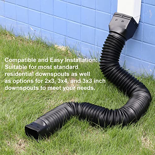4 pack Flexible Rain Gutter Downspout Extensions Black C3545