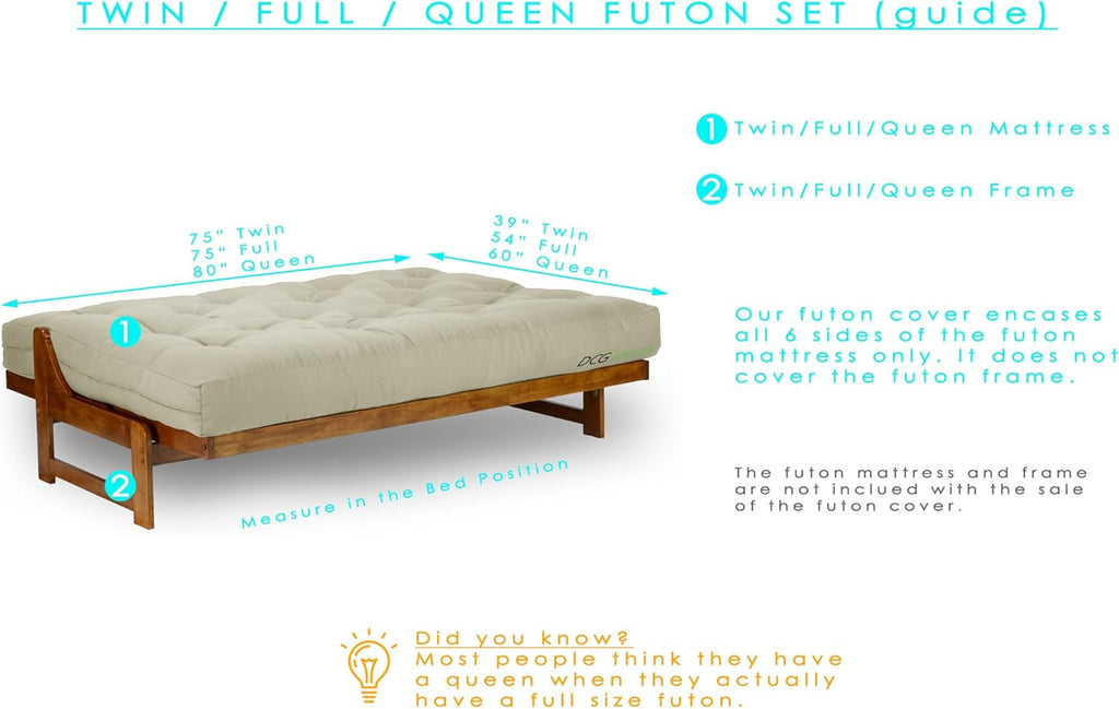Full Size Futon Cover 54 Inch x 75 Inch Thick Durable Fabric L437751