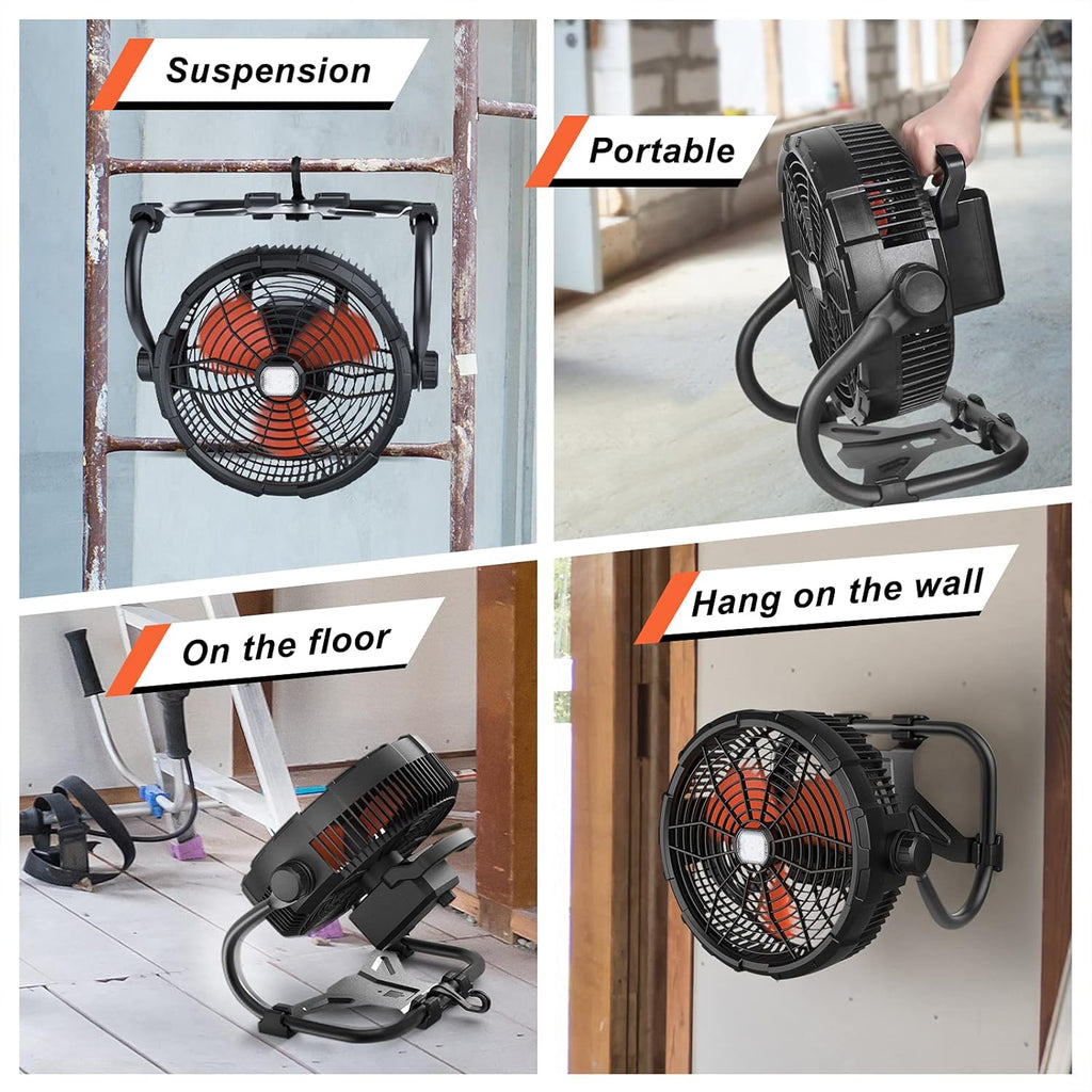 12 High Velocity Portable Battery Operated Fan with Led Light N250