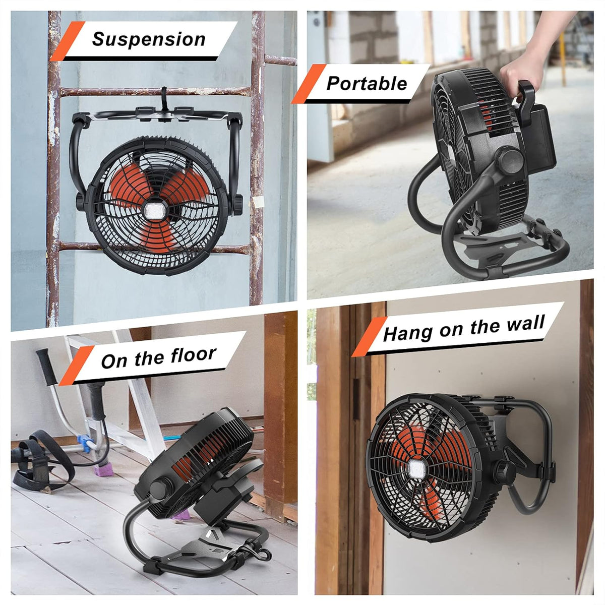 12 High Velocity Portable Battery Operated Fan with Led Light N250