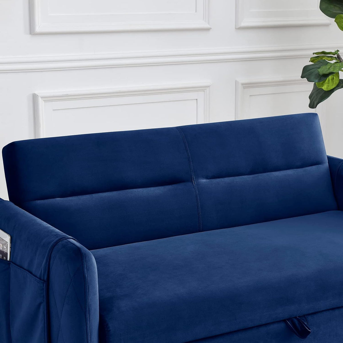 55" Velvet Convertible Sleeper Sofa with Pull Out Bed R4307