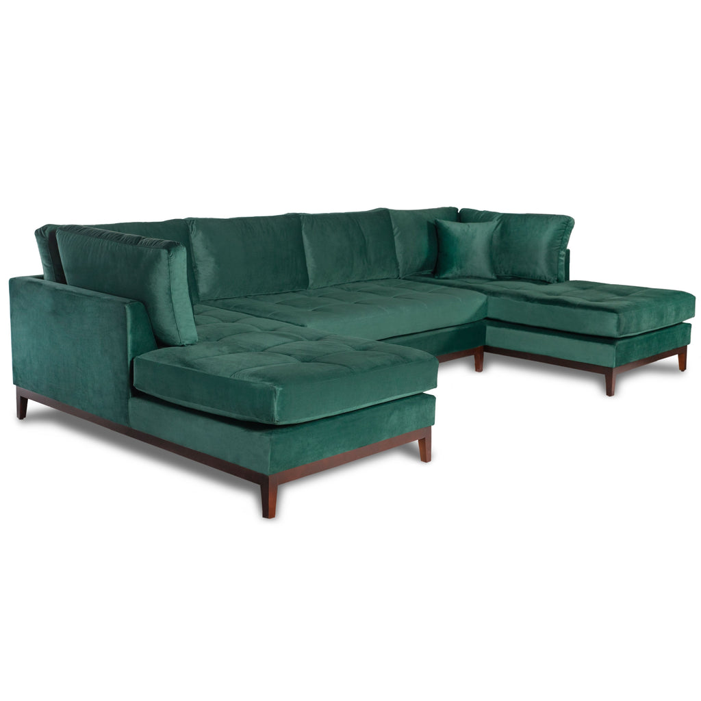 Green Velvet U Shape Sectional Couch G79724