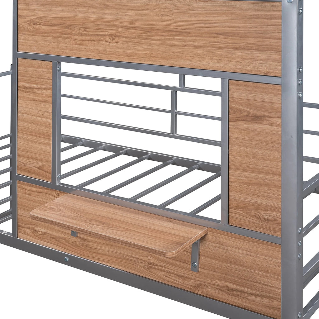 Twin Size Metal Loft Bed with Roof and Window V934