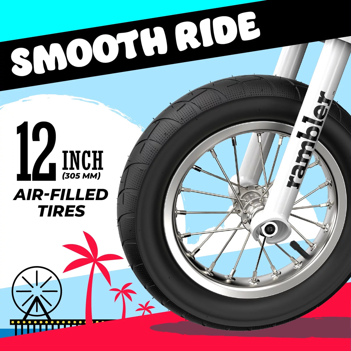White 12 Air-Filled Tires Seated Electric Scooter F607501
