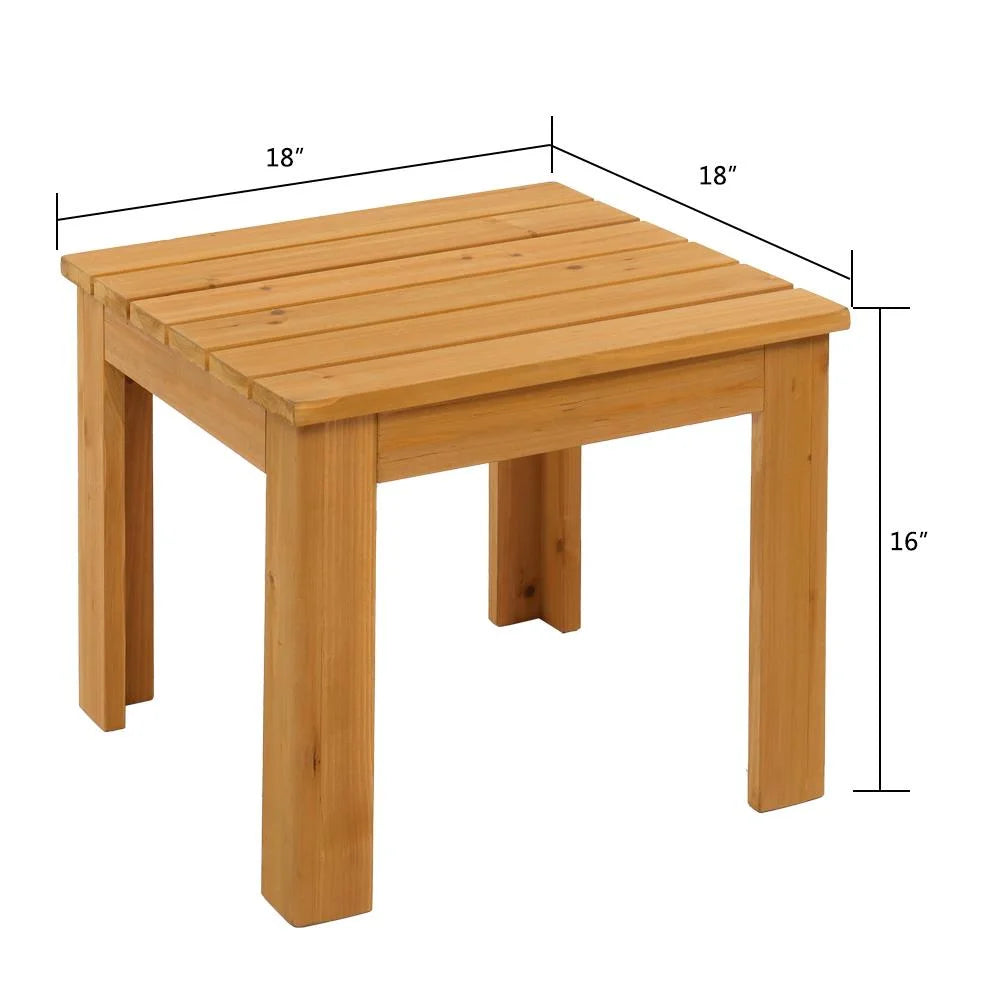 18" Fir Wood Square Side Table V1282