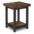 Brown Chairside Table with Metal Frame N9315