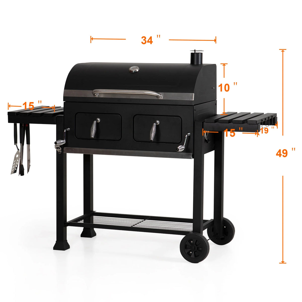 34-inch Portable Charcoal BBQ Grill X7744